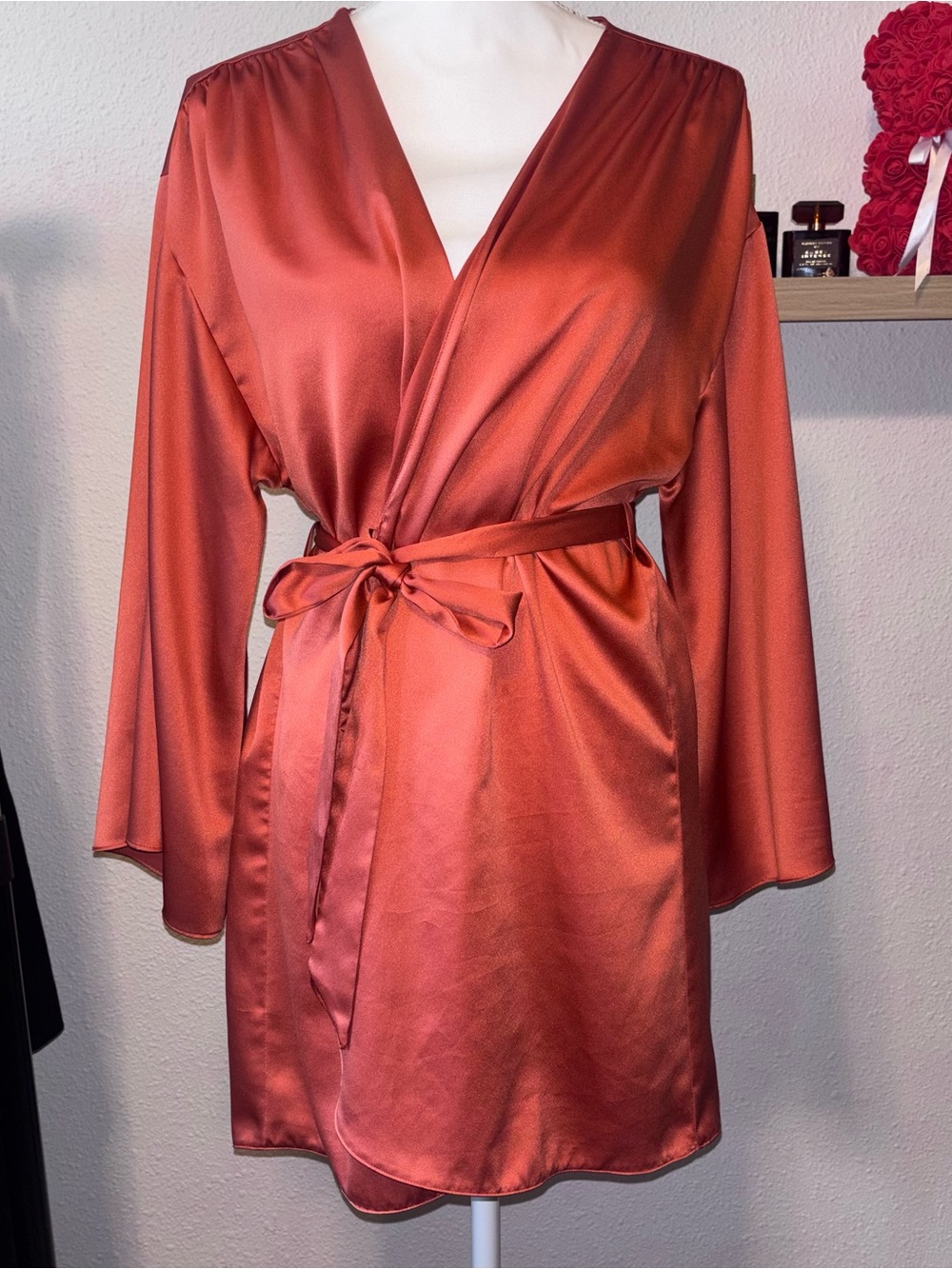 Victoria's Secret Satin Wrap Robe in Copper